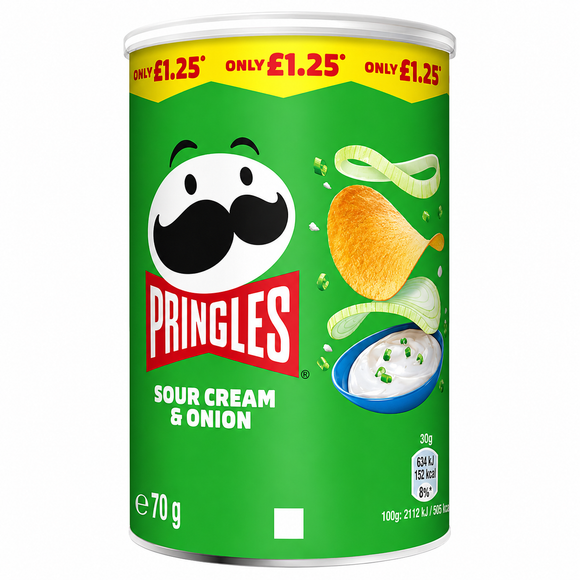 Pringles Sour Cream & Onion Crisps Can 70g PMP