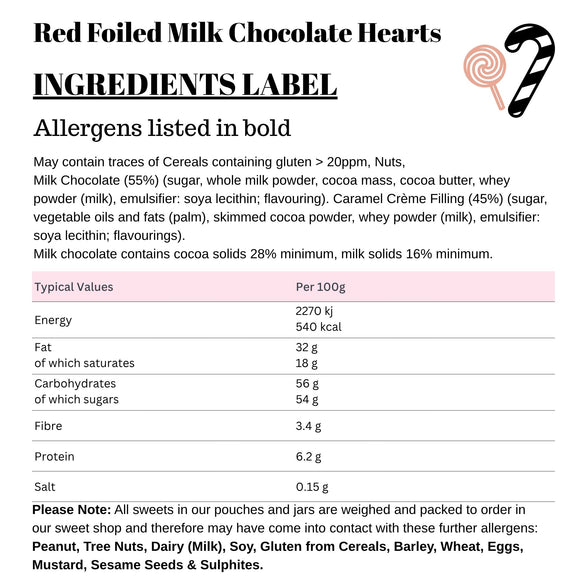 Red Foiled Milk Chocolate Hearts