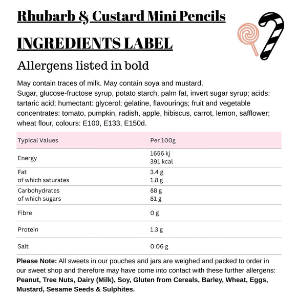 Rhubarb & Custard Mini Pencils