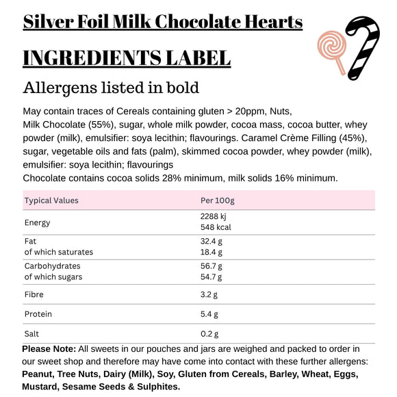 Silver Foil Milk Chocolate Hearts