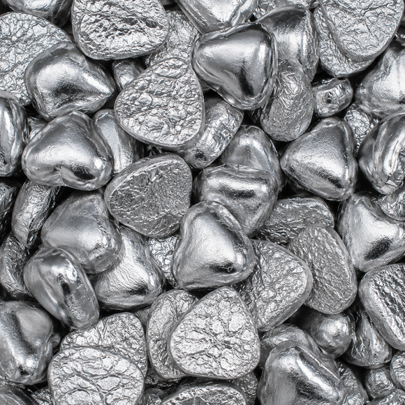 Silver Foil Milk Chocolate Hearts