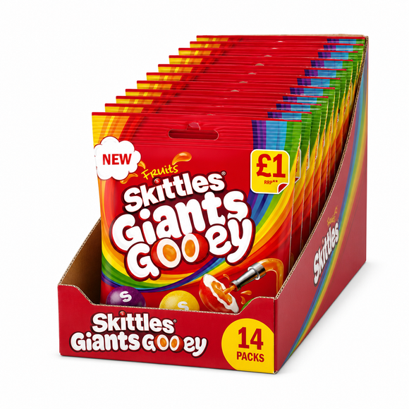 Skittles Giants Gooey Vegan Chewy Sweets Fruit Flavoured Treat Bag 109g PMP