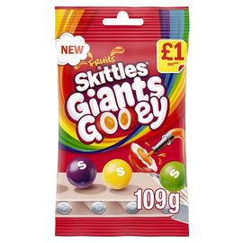 Skittles Giants Gooey Vegan Chewy Sweets Fruit Flavoured Treat Bag 109g PMP