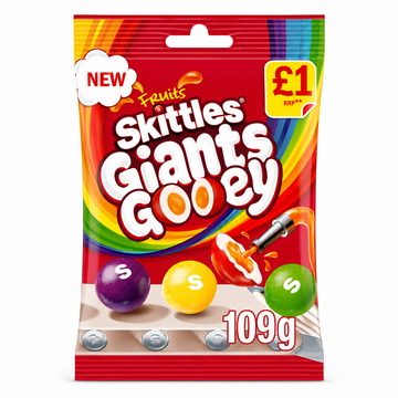 Skittles Giants Gooey Vegan Chewy Sweets Fruit Flavoured Treat Bag 109g PMP
