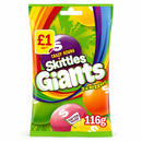 Skittles Giants Vegan Chewy Sour Sweets Fruit Flavoured Treat Bag PMP