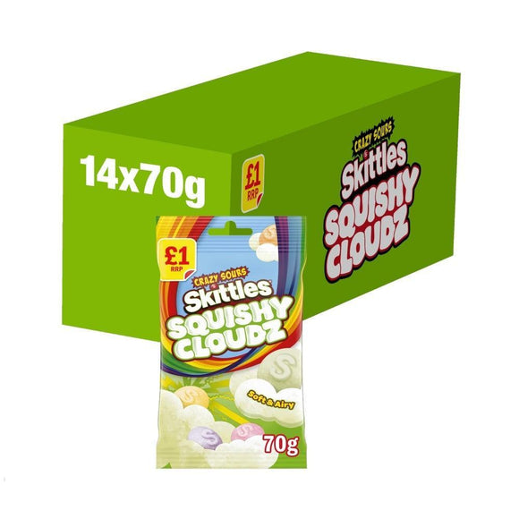Skittles Squishy Cloudz Crazy Sour Sweets Treat Bag 70g PMP