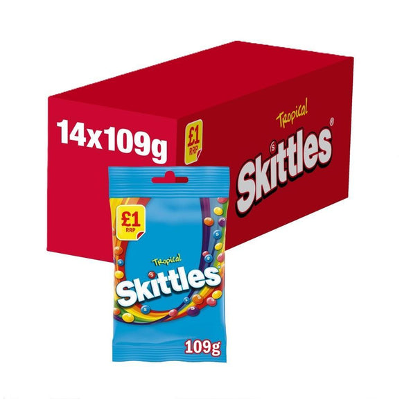 Skittles Tropical Fruits Flavoured Treat Bag 109g PMP