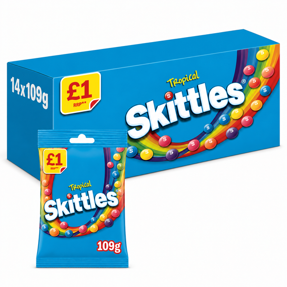 Skittles Tropical Fruits Flavoured Treat Bag 109g PMP
