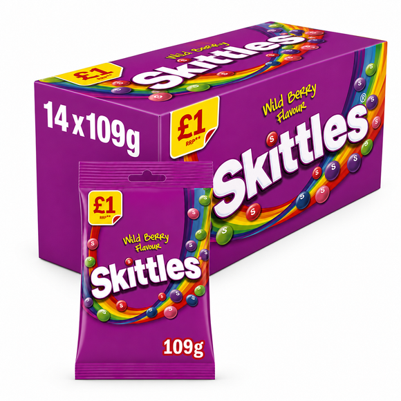 Skittles Wild Berry Fruit Flavoured Treat Bag 109g PMP