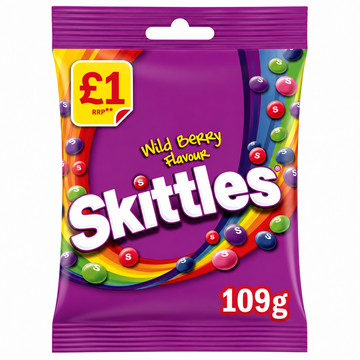 Skittles Wild Berry Fruit Flavoured Treat Bag 109g PMP