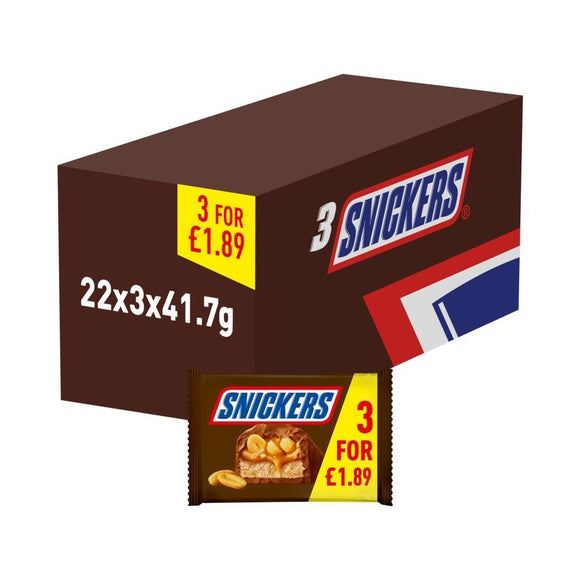 Snickers Chocolate Bars 3 Multipack 125.1g PMP