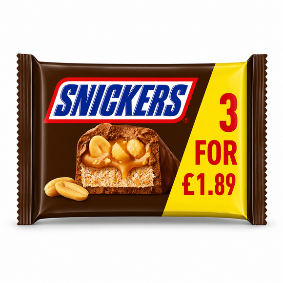 Snickers Chocolate Bars 3 Multipack 125.1g PMP