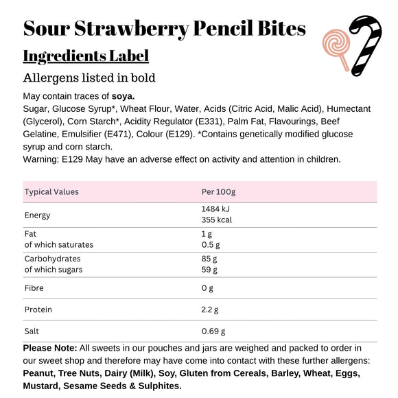 Sour Strawberry Pencil Bites