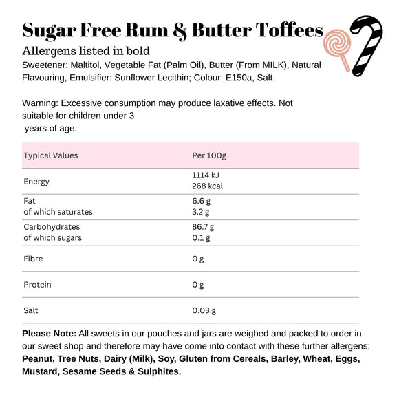 Sugar Free Rum & Butter Toffees