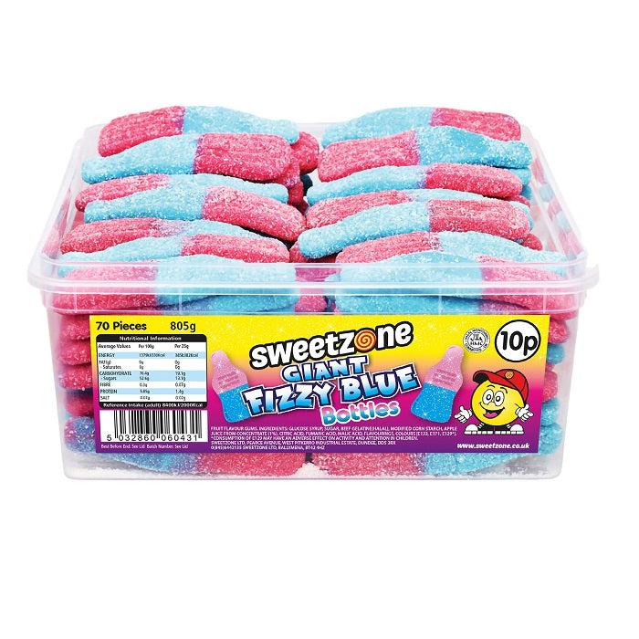 Sweetzone Giant Fizzy Pink and Blue Bottles Tub 805g