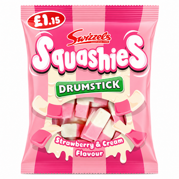 Swizzels Squashies Drumstick Strawberry & Cream Flavour Bag 120g PMP