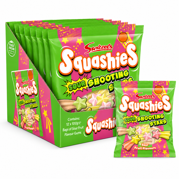 Swizzels Squashies Sour Shooting Stars Gums 100g