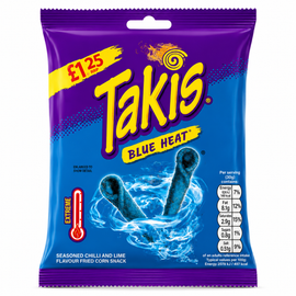 Takis Blue Heat Seasoned Chilli and Lime Flavour Fried Corn Snack 55g PMP