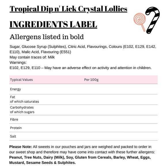 Tropical Dip n' Lick Crystal Lollies