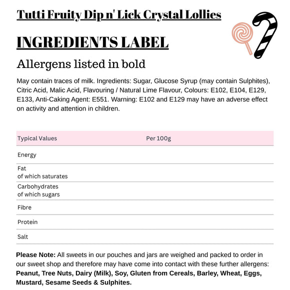 Tutti Fruity Dip n' Lick Crystal Lollies