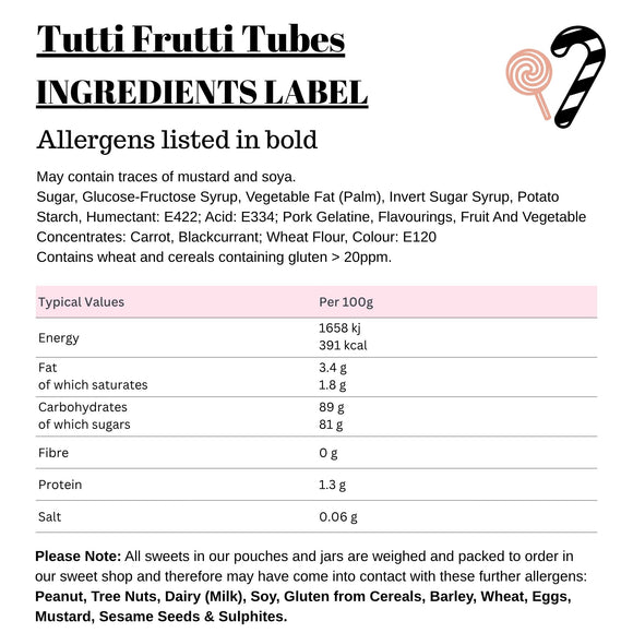 Tutti Frutti Tubes (Strawberry Planks)