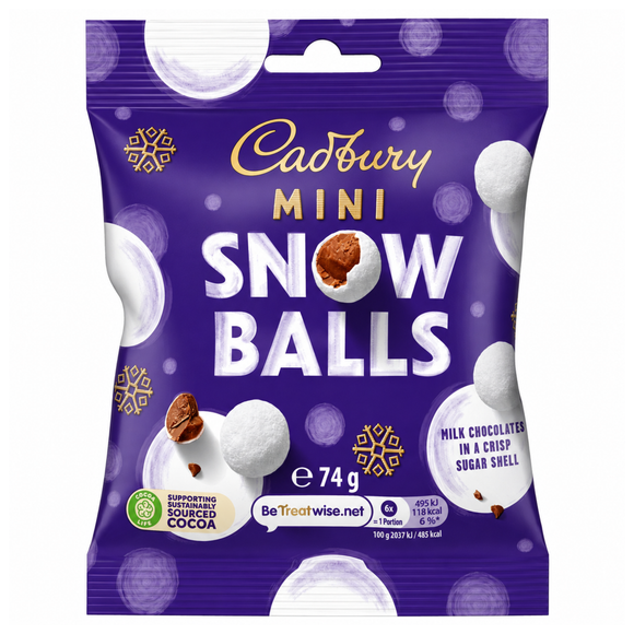 Cadbury Dairy Milk Chocolate Mini Snow Balls Bag 74g