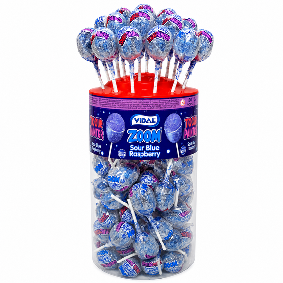 Vidal Zoom Sour Raspberry Tongue Painter Lollies