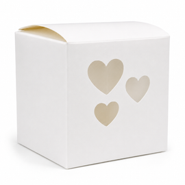 White Party Wedding Favour Box With Hearts (pack of 50)