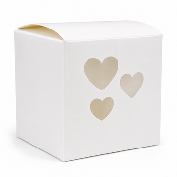 White Party Wedding Favour Box With Hearts (pack of 50)