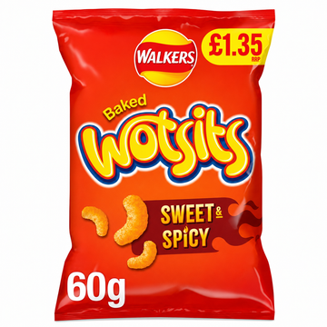 Wotsits Sweet & Spicy Flamin' Hot Snacks Crisps 60g PMP