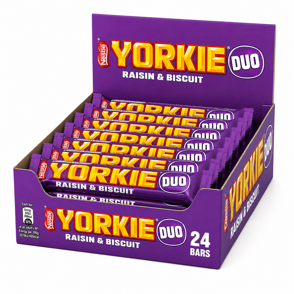 Yorkie Raisin & Biscuit Chocolate Duo Bar 66g