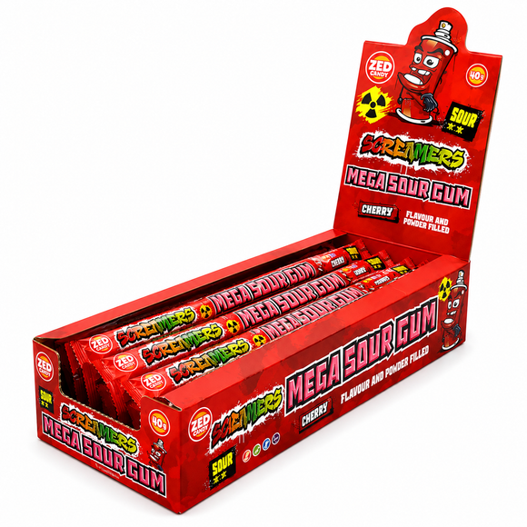 Zed Candy Screamers Mega Sour Cherry Gum Pack 30g