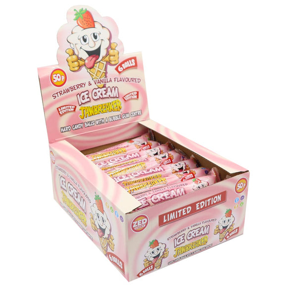 Zed Candy Strawberry & Vanilla Ice Cream Jawbreaker 6 Pack 49.5g