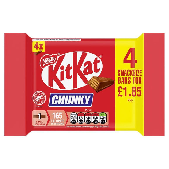 Kit Kat Chunky Milk Chocolate Bar 4 Pack 128g PMP