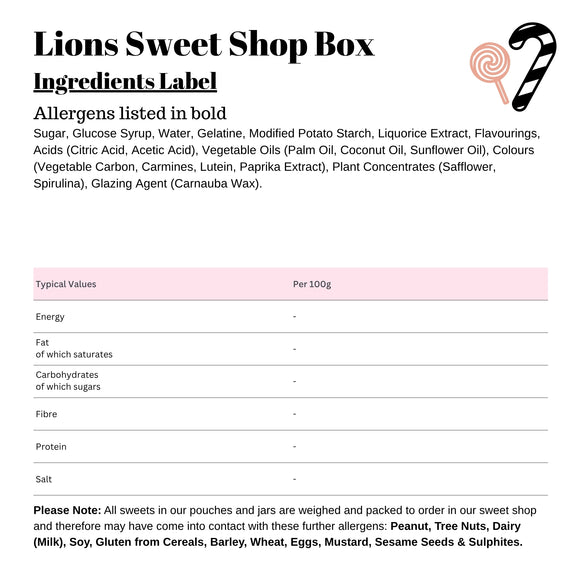 Lions Sweet Shop Box (10 x 130g Bags)