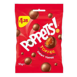 Poppets Milk Chocolate Coated Chewy Toffee Treat Bag 95g PMP