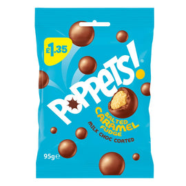 Poppets Milk Chocolate Coated Salted Caramel Fudge Treat Bag 95g PMP
