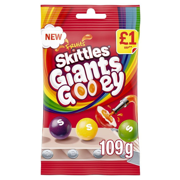 Skittles Giants Gooey Vegan Chewy Sweets Fruit Flavoured Treat Bag 109g PMP