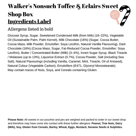 Walker's Nonsuch Toffee & Eclairs Sweet Shop Box (9 x 150g Bags)